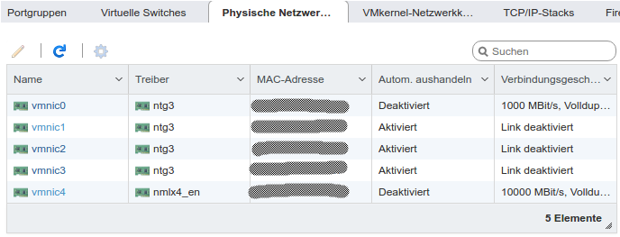 ESXi NICs interfaces