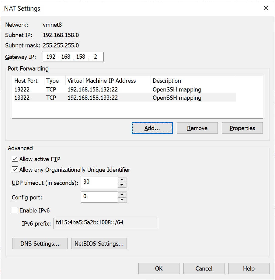 Overview port forwarding rules